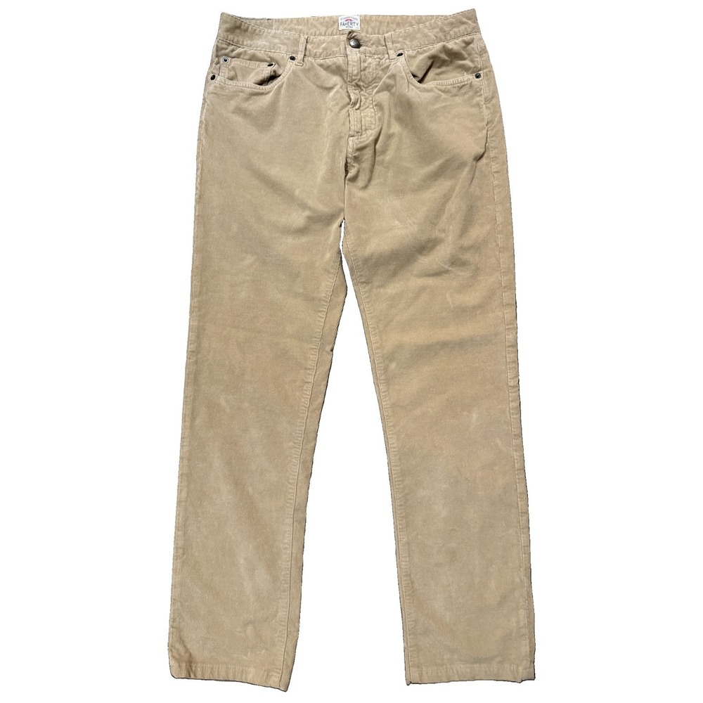 Faherty Tan Cotton Blend Corduroy 5 Pocket Mens Pant Size 32x30